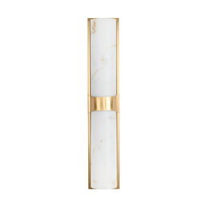 Lampa ścienna MURO LED 66 cm - biały alabaster, złote detale
