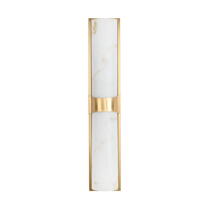 Lampa ścienna MURO LED 66 cm - biały alabaster, złote detale