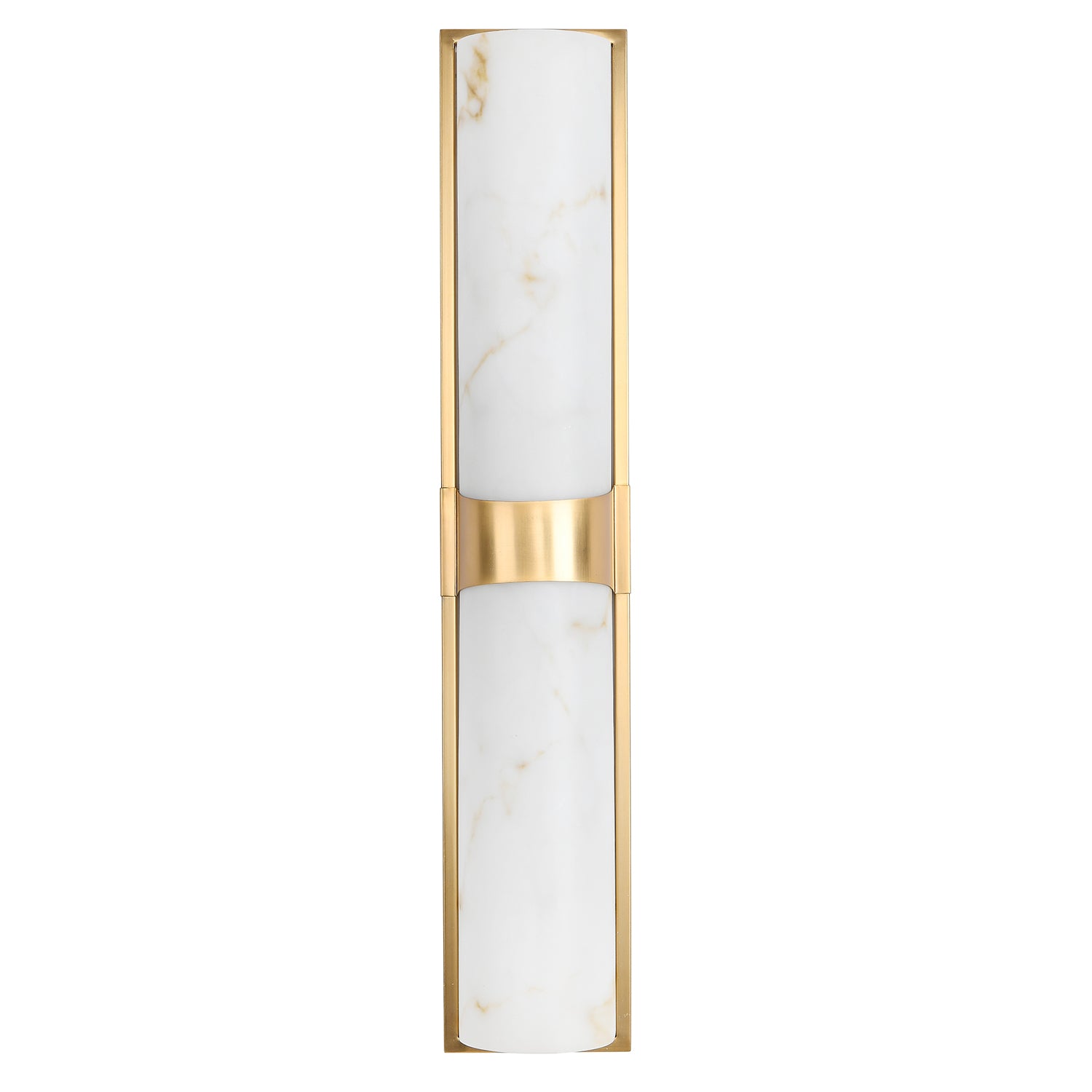 Lampa ścienna MURO LED 66 cm - biały alabaster, złote detale