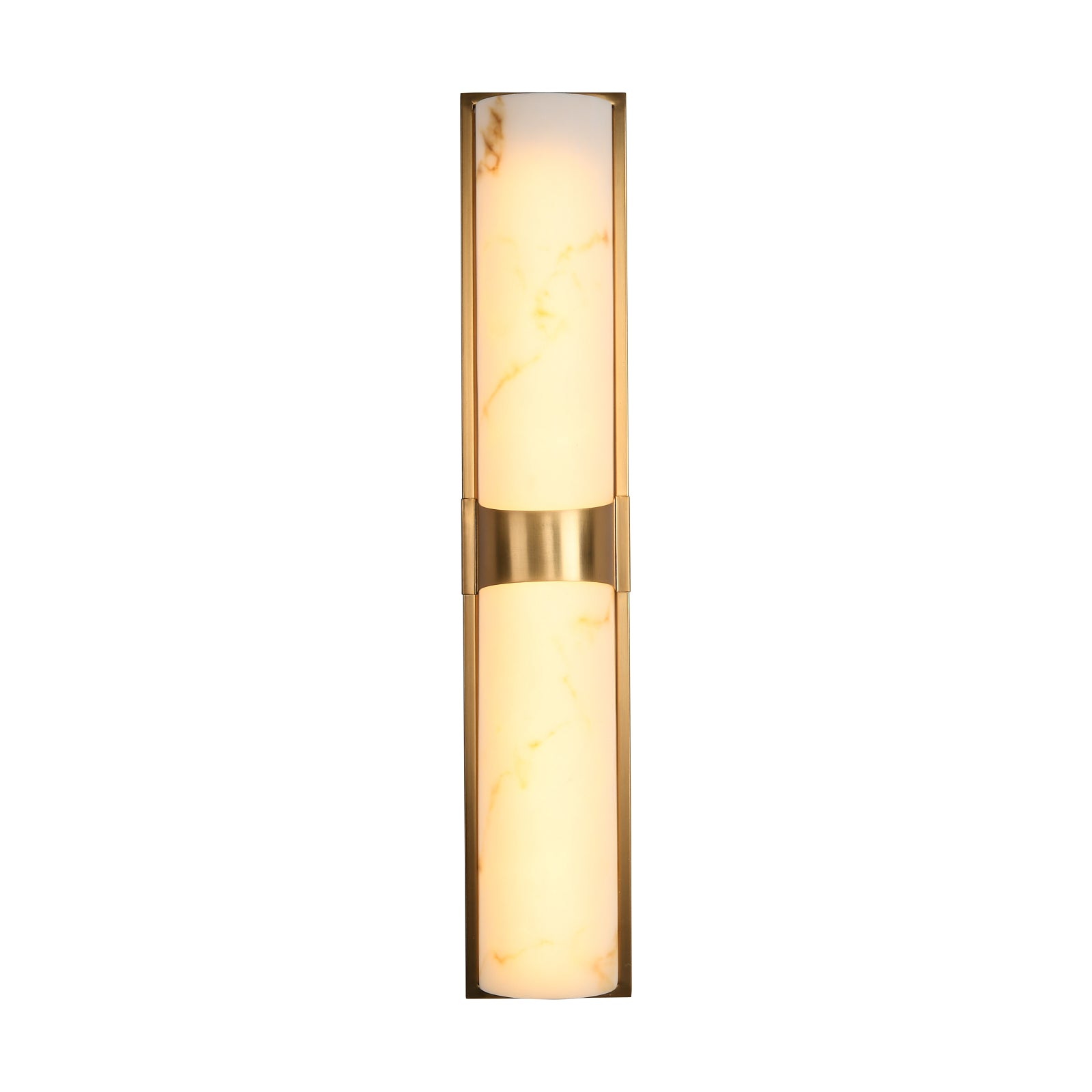 Lampa ścienna MURO LED 66 cm - biały alabaster, złote detale