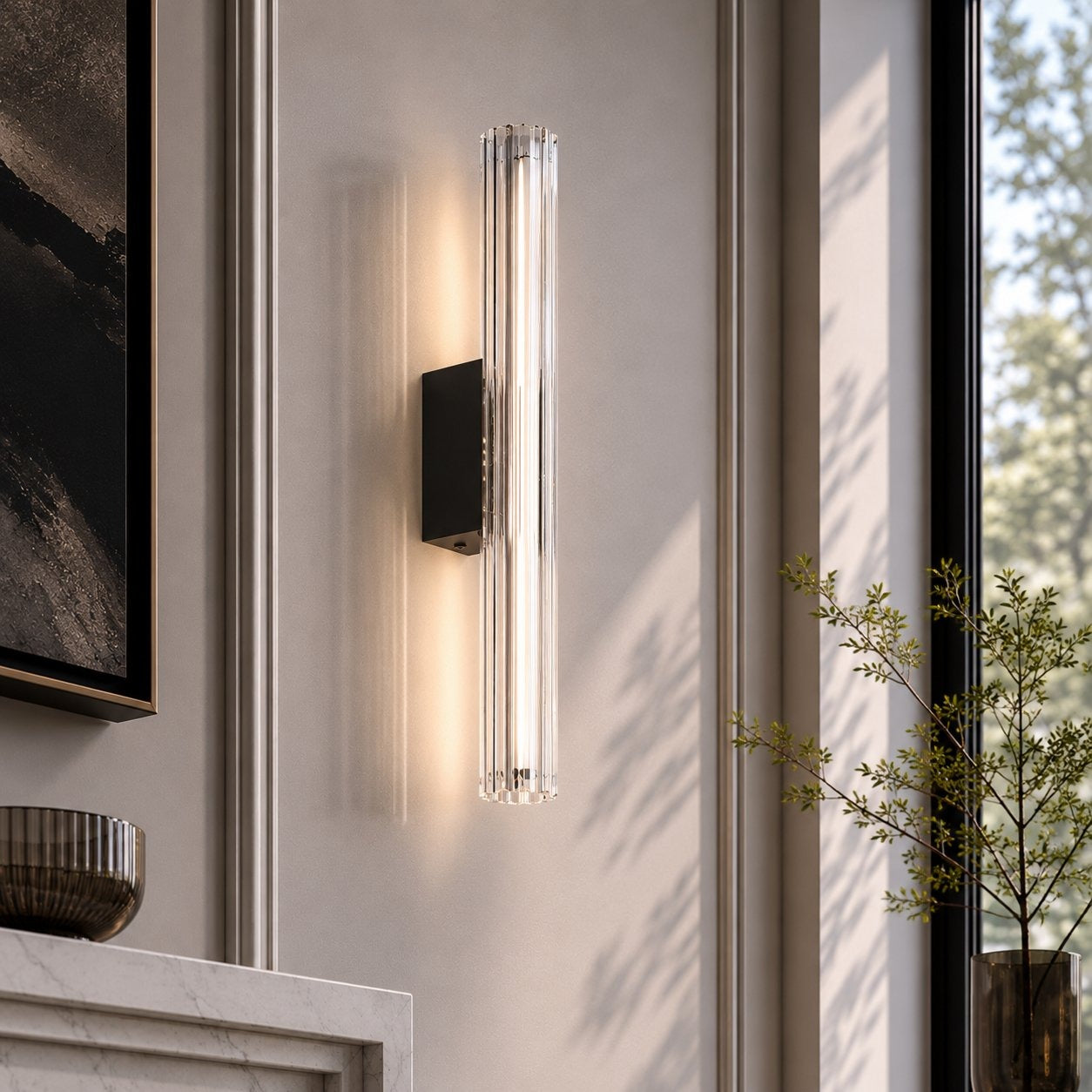Lampa ścienna VERTI 40 cm -LED, transparentna tuba