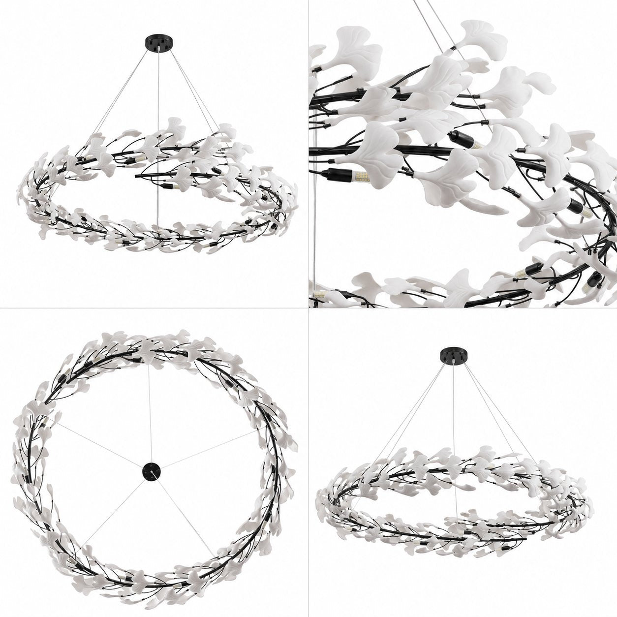 Lampa wisząca BOTANIKA 150 cm - czarna, G9, regulowana, designerska