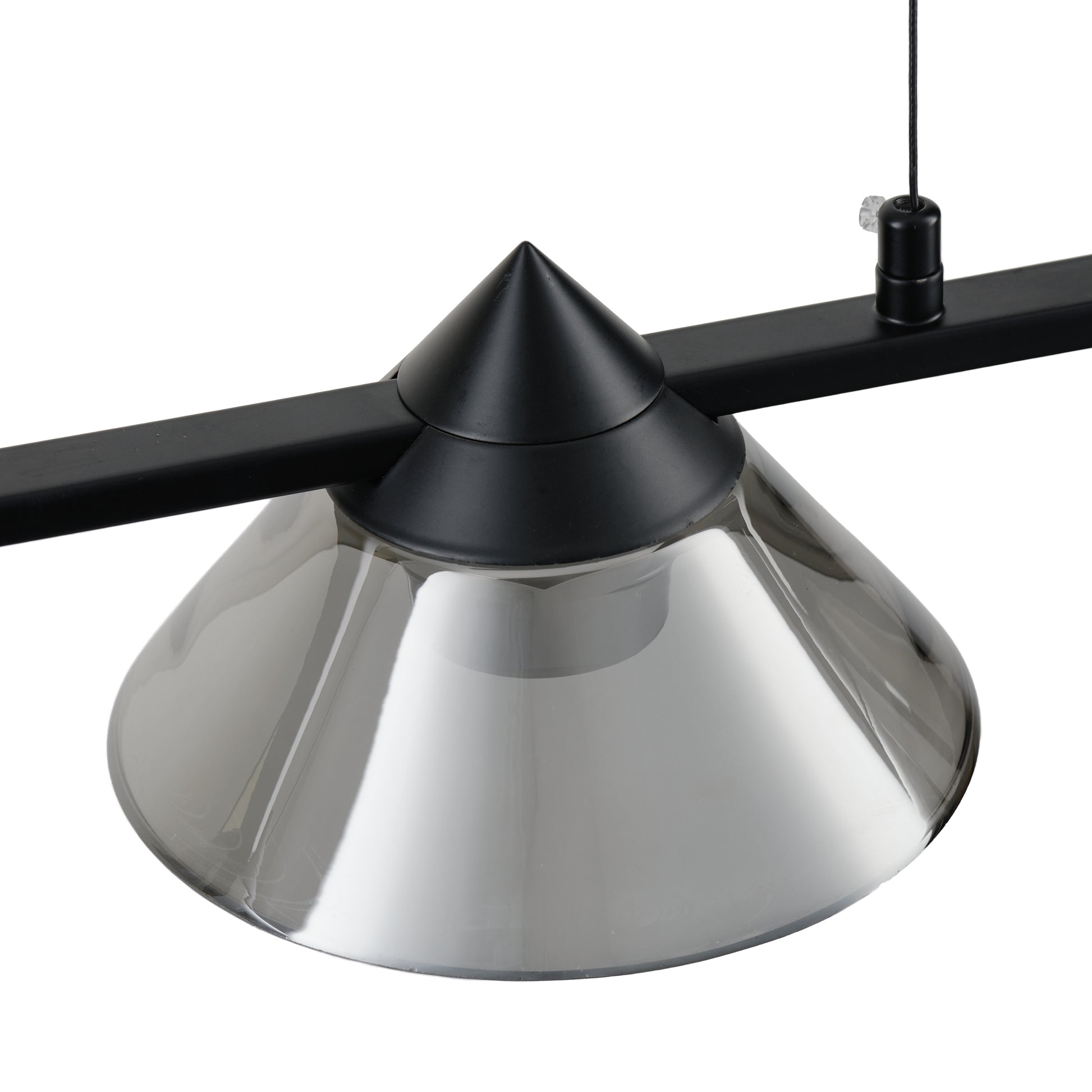 Lampa wisząca BLAKE 140 cm  - LED, czarna, podłużna z sześcioma dymionymi kloszami