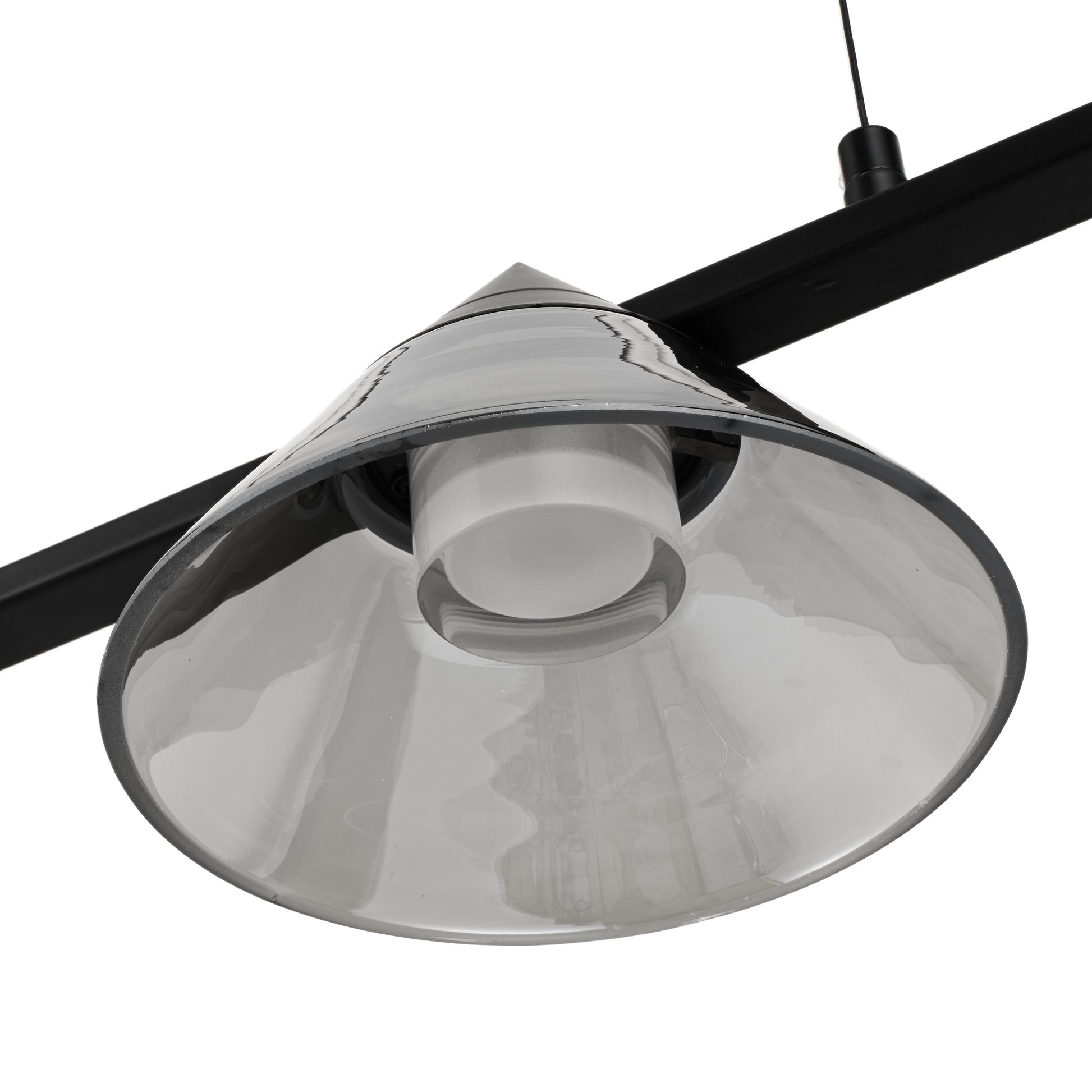 Lampa wisząca BLAKE 140 cm  - LED, czarna, podłużna z sześcioma dymionymi kloszami