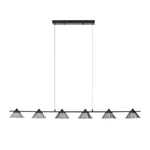 Lampa wisząca BLAKE 140 cm  - LED, czarna, podłużna z sześcioma dymionymi kloszami