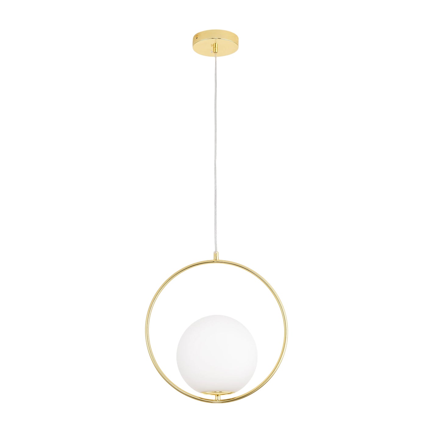 Lampa wisząca COSTA ROUND 35 cm - złota ring z białym kloszem