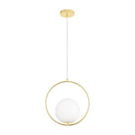 Lampa wisząca COSTA ROUND 35 cm - złota ring z białym kloszem