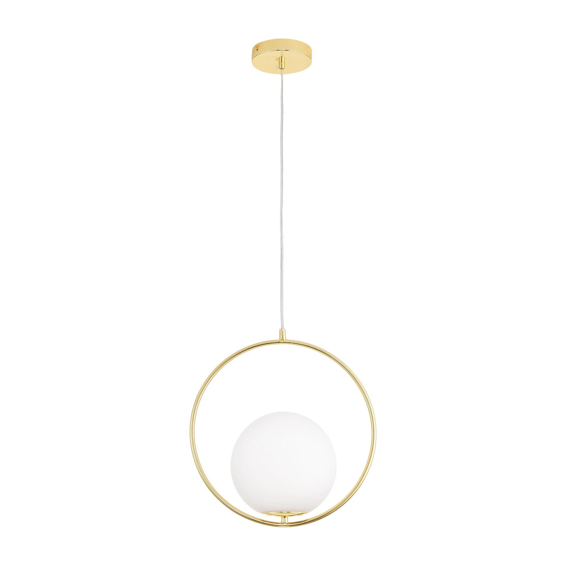 Lampa wisząca COSTA ROUND 35 cm - złota ring z białym kloszem