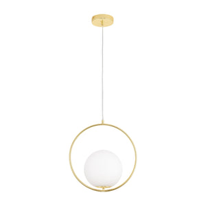Lampa wisząca COSTA ROUND 35 cm - złota ring z białym kloszem