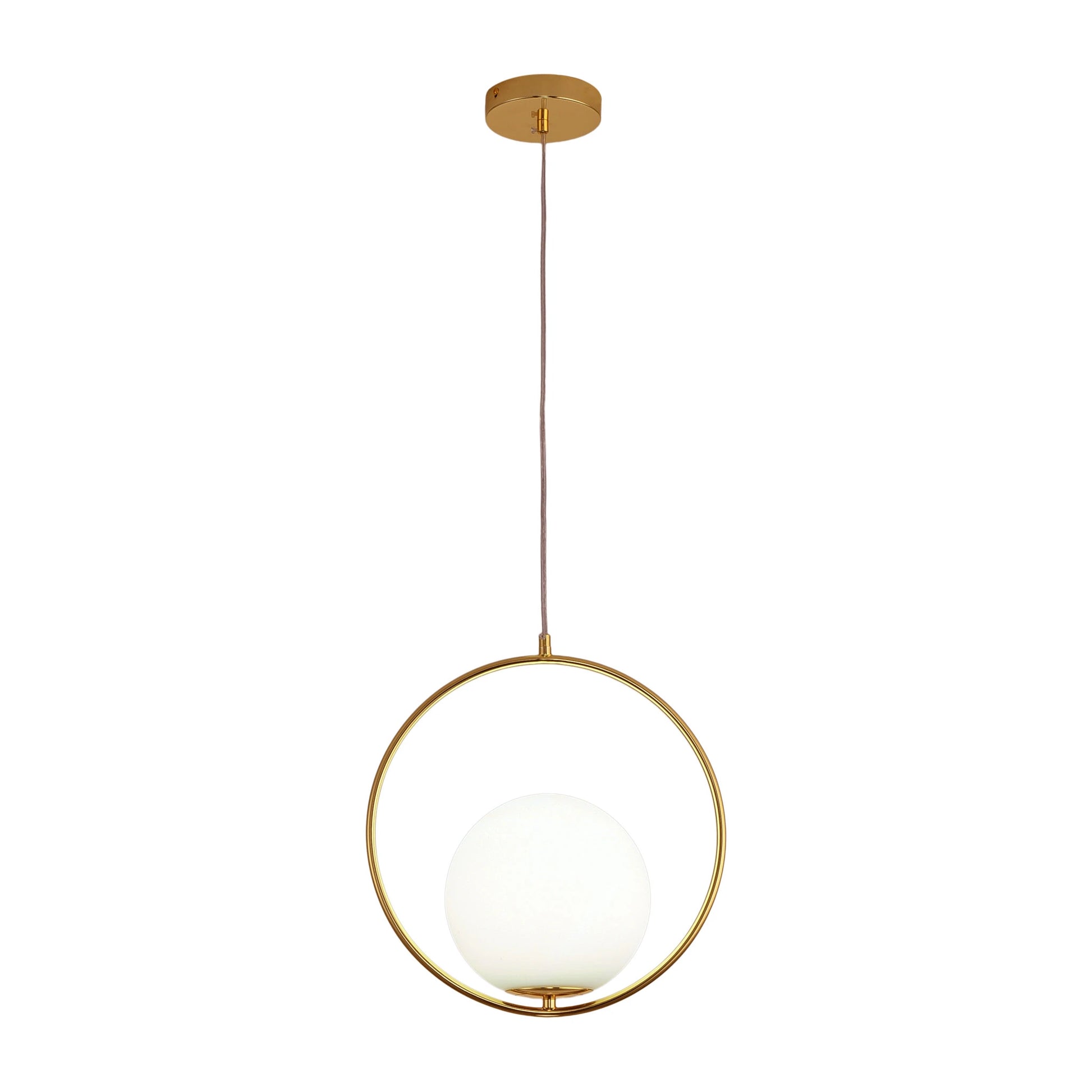 Lampa wisząca COSTA ROUND 35 cm - złota ring z białym kloszem