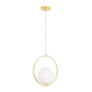 Lampa wisząca COSTA ROUND 35 cm - złota ring z białym kloszem