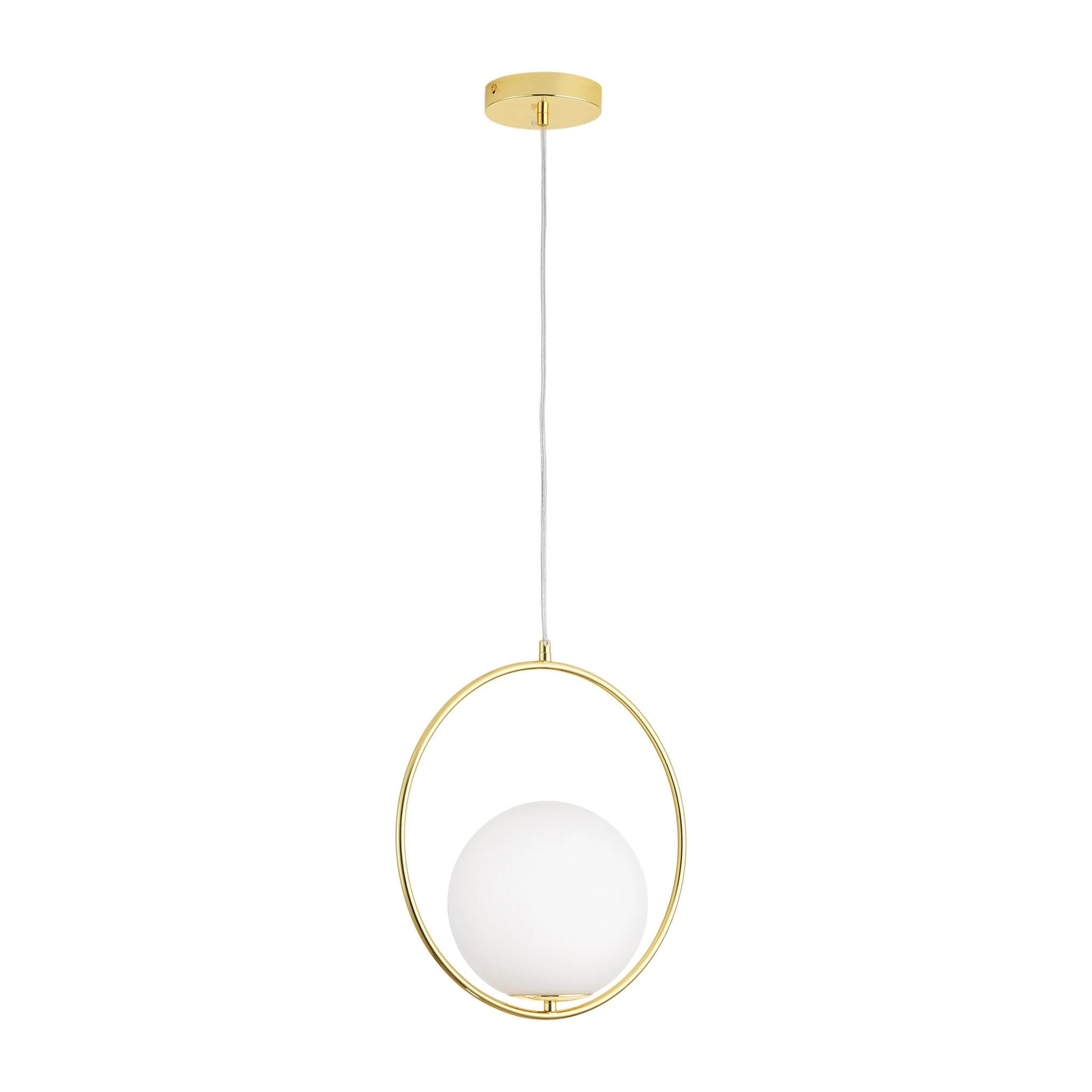 Lampa wisząca COSTA ROUND 35 cm - złota ring z białym kloszem
