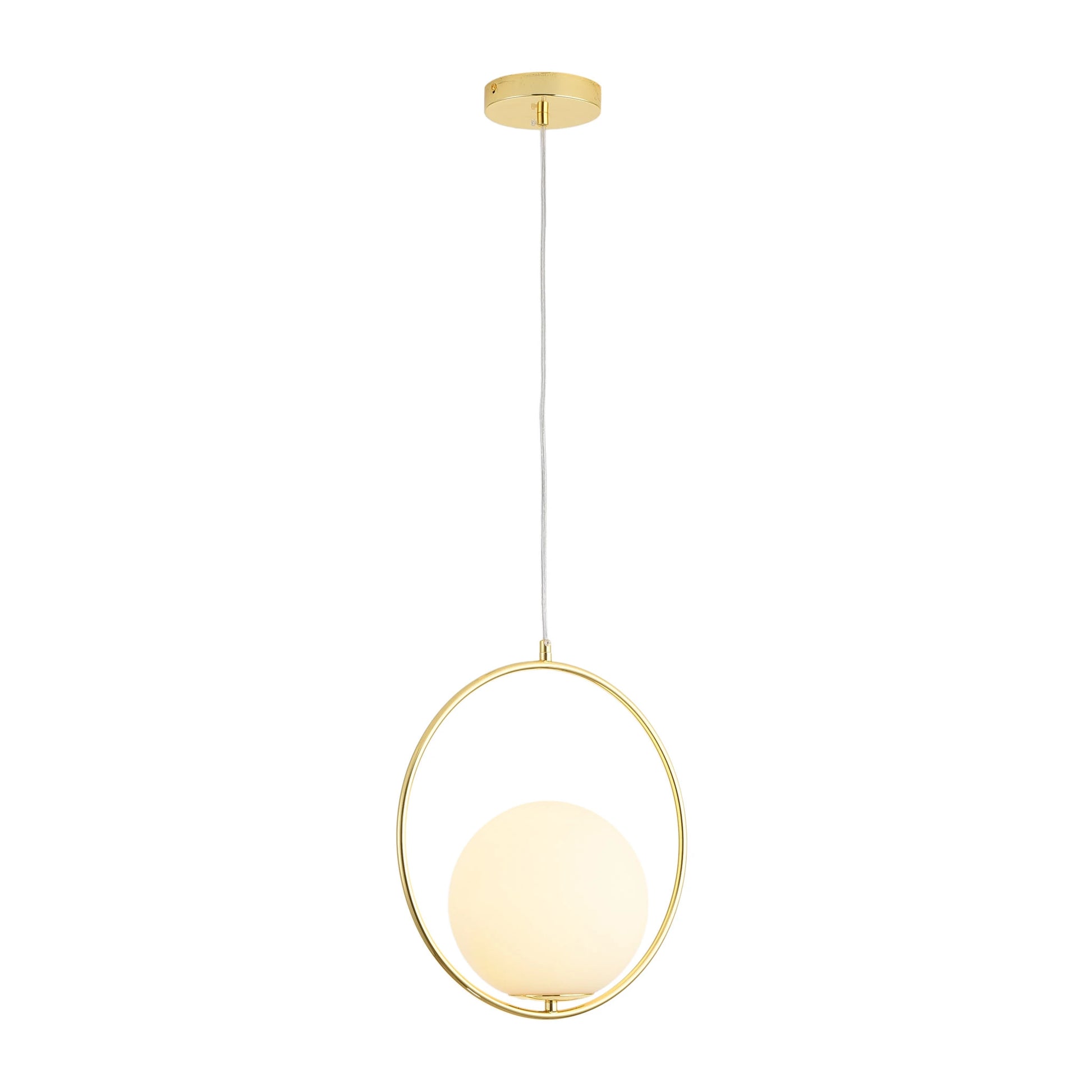 Lampa wisząca COSTA ROUND 35 cm - złota ring z białym kloszem