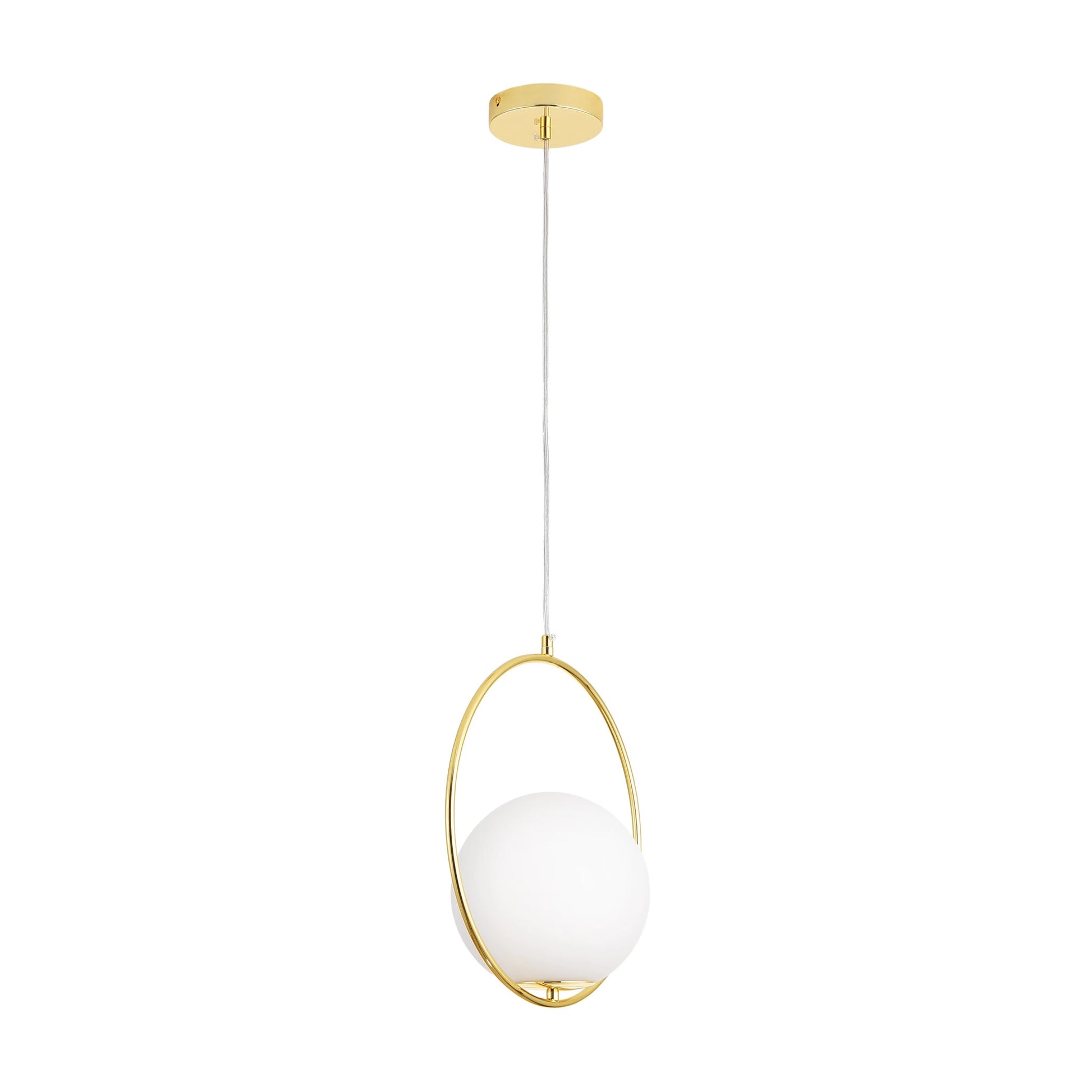 Lampa wisząca COSTA ROUND 35 cm - złota ring z białym kloszem