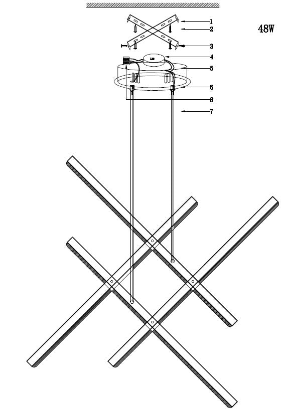 Lampa wisząca CRISS CROSS LED złota 78 cm
