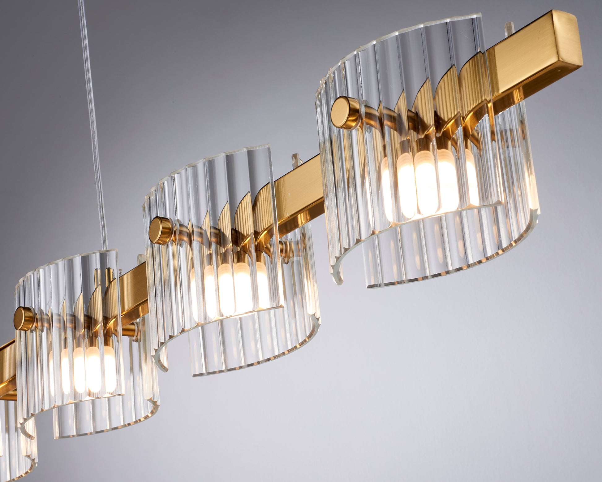 Lampa wisząca BACCIO 120 cm - LED, złota  listwa ze szklanymi kloszami