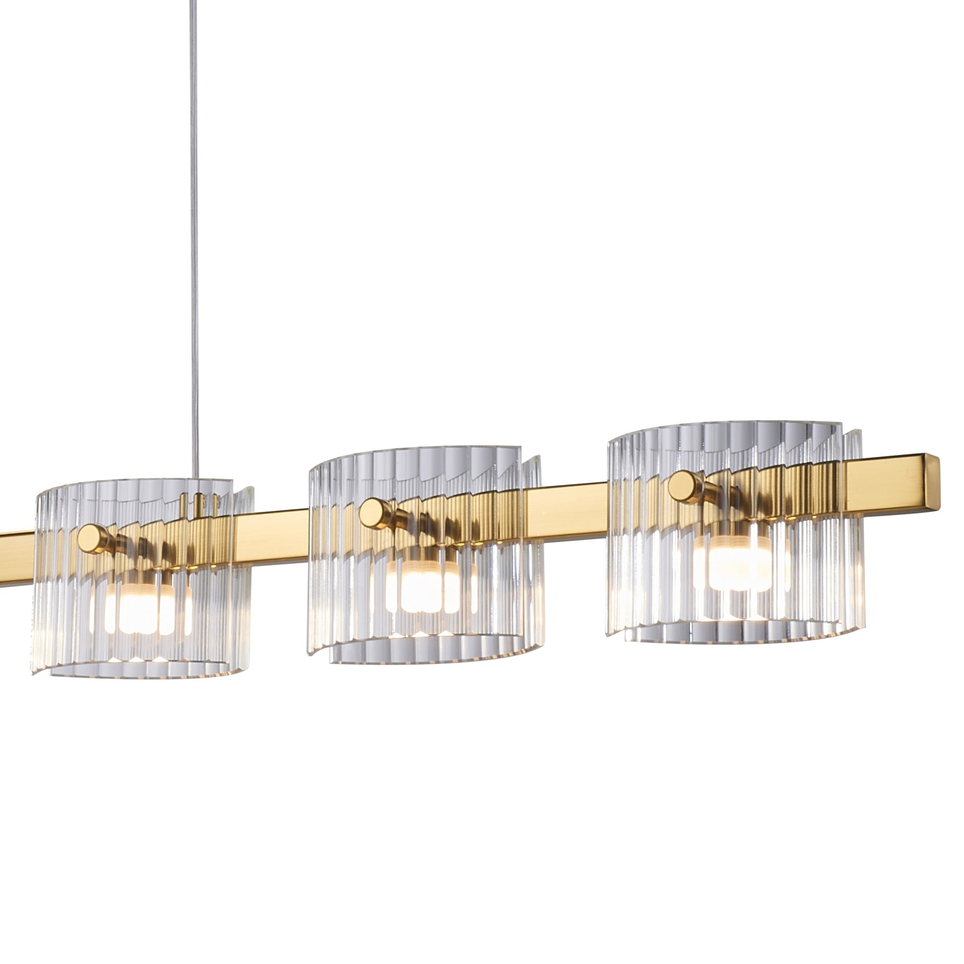 Lampa wisząca BACCIO 120 cm - LED, złota  listwa ze szklanymi kloszami