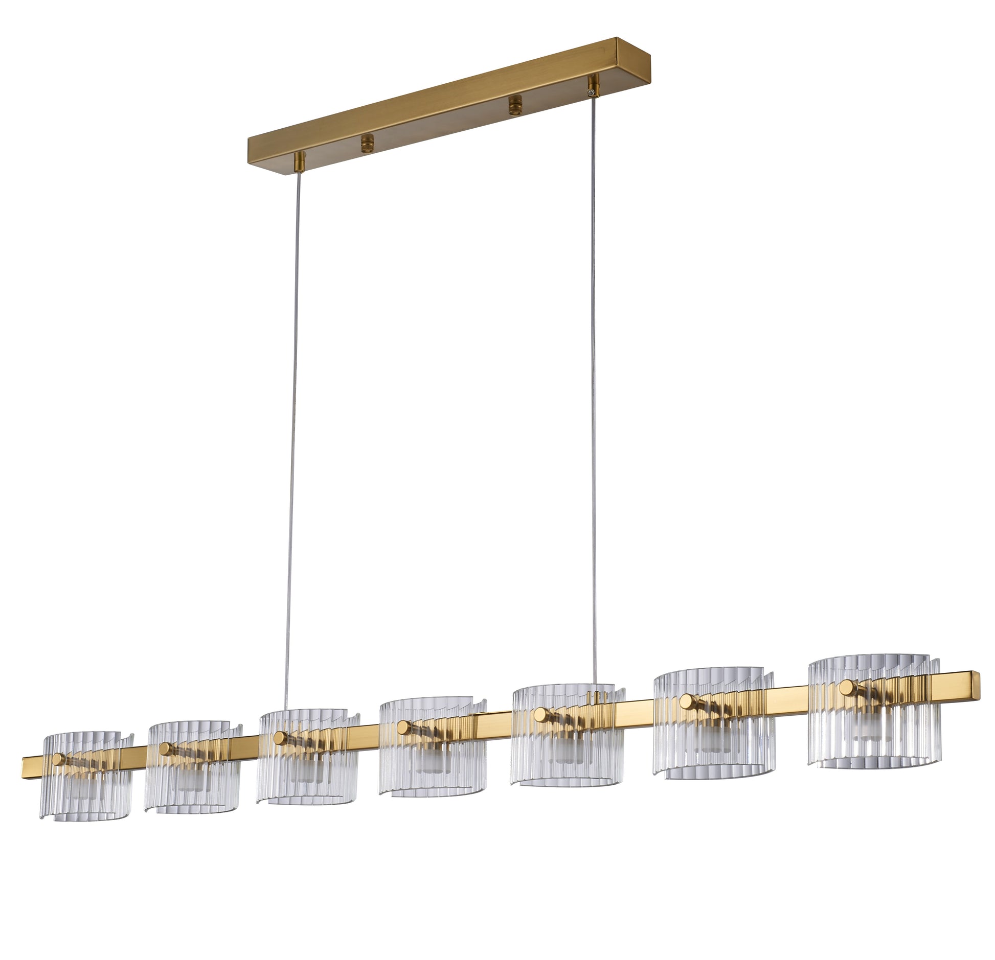 Lampa wisząca BACCIO 120 cm - LED, złota  listwa ze szklanymi kloszami
