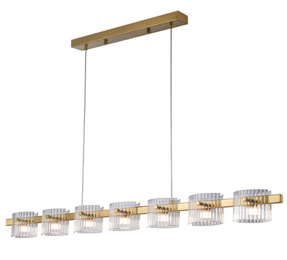Lampa wisząca BACCIO 120 cm - LED, złota  listwa ze szklanymi kloszami