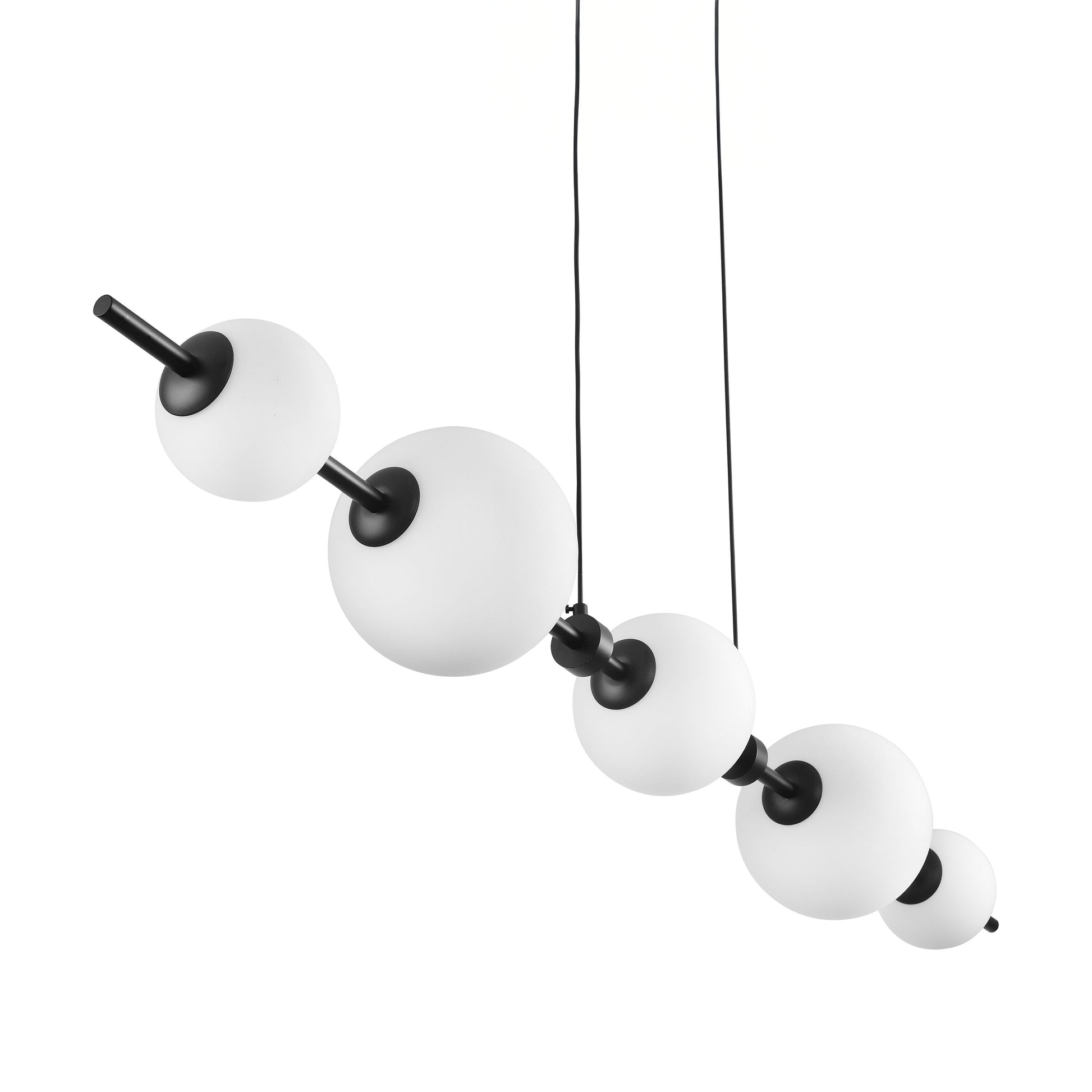 Lampa wisząca MILA 140 cm - LED, czarna z białymi kulami
