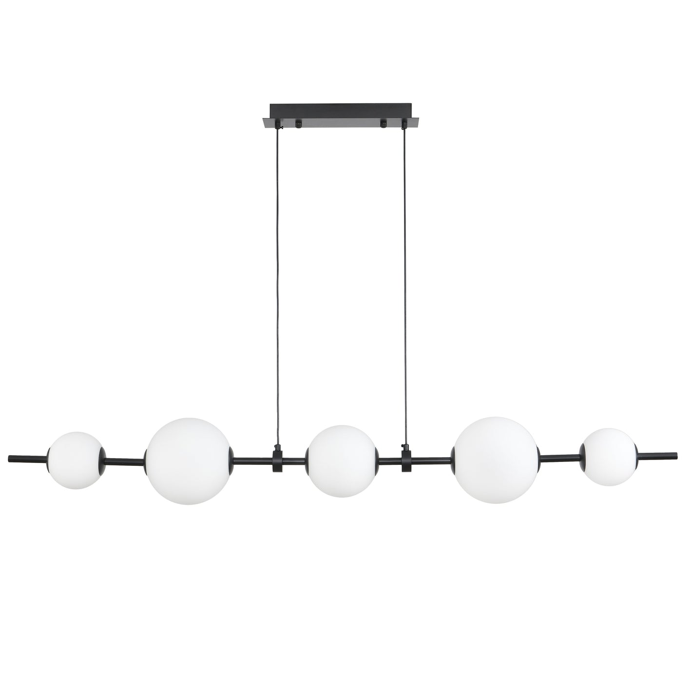 Lampa wisząca MILA 140 cm - LED, czarna z białymi kulami