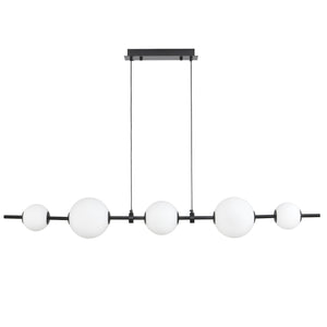 Lampa wisząca MILA 140 cm - LED, czarna z białymi kulami