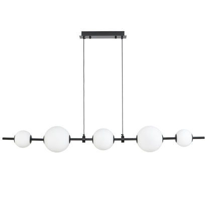 Lampa wisząca MILA 140 cm - LED, czarna z białymi kulami