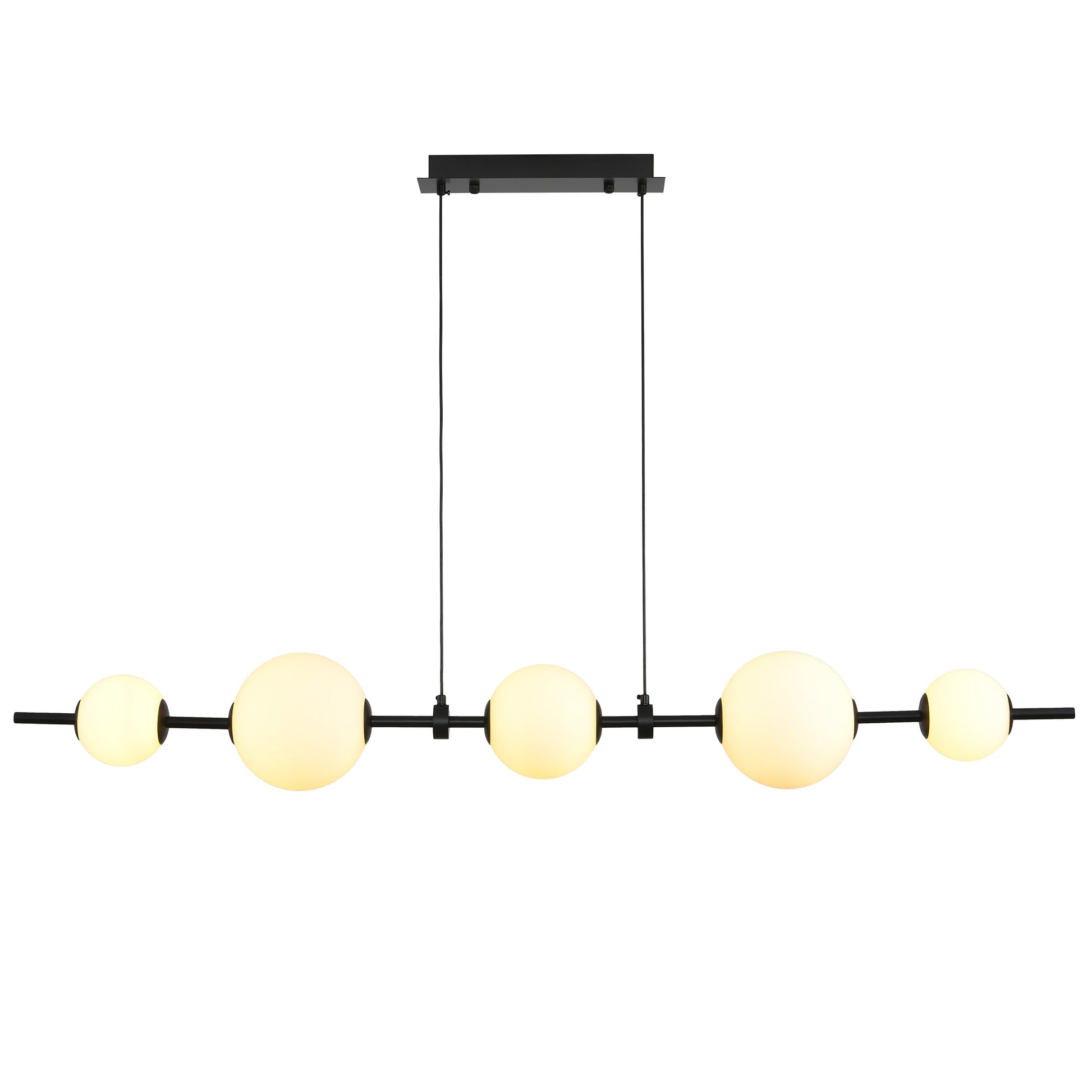 Lampa wisząca MILA 140 cm - LED, czarna z białymi kulami