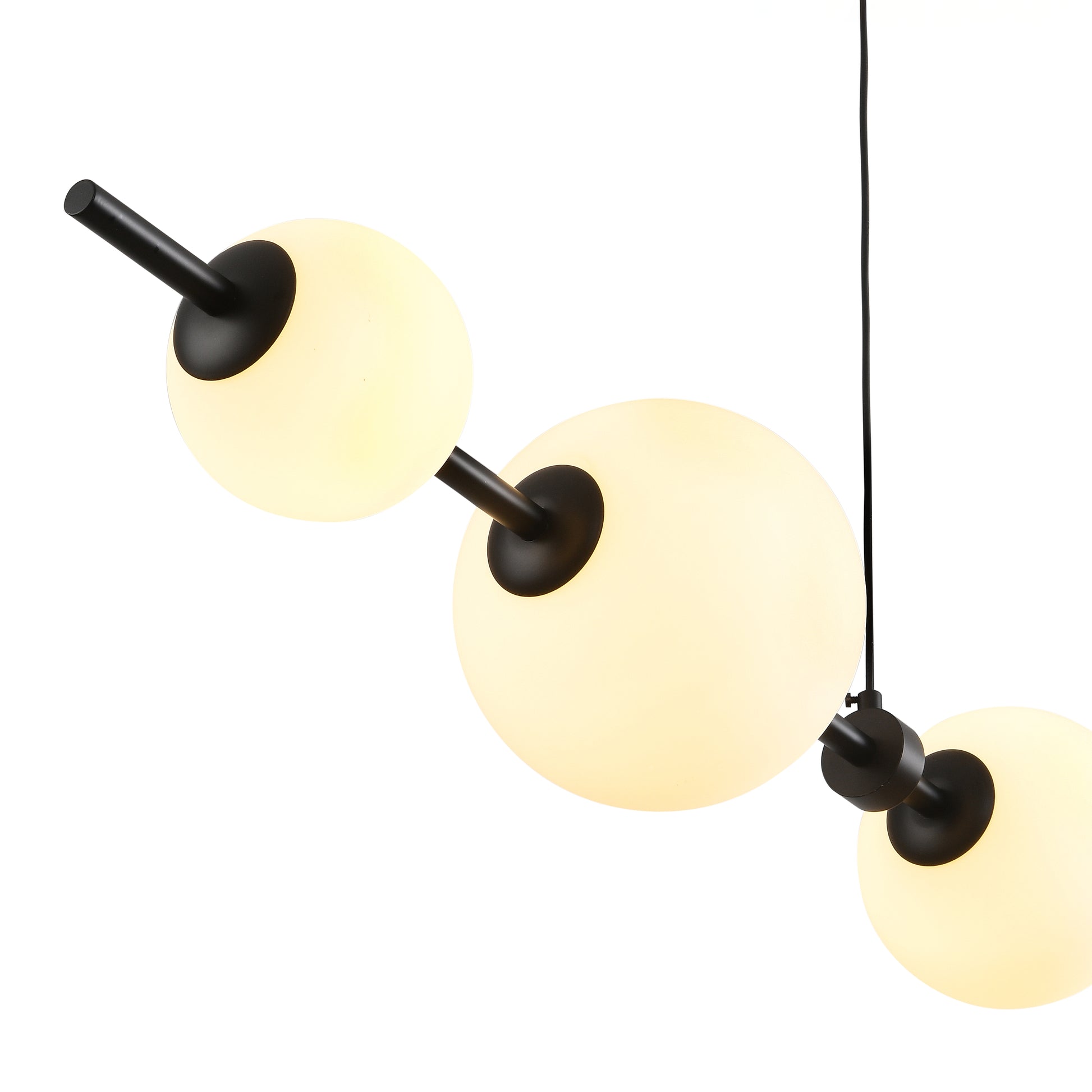 Lampa wisząca MILA 140 cm - LED, czarna z białymi kulami
