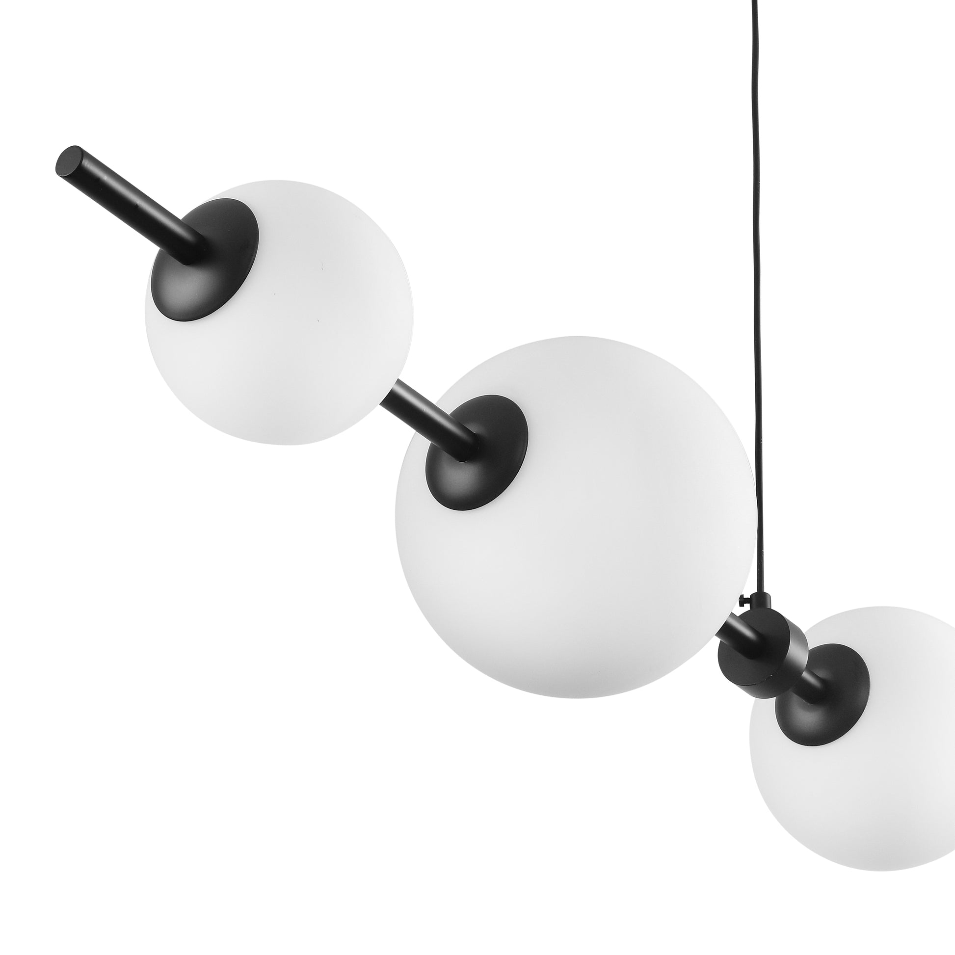Lampa wisząca MILA 140 cm - LED, czarna z białymi kulami