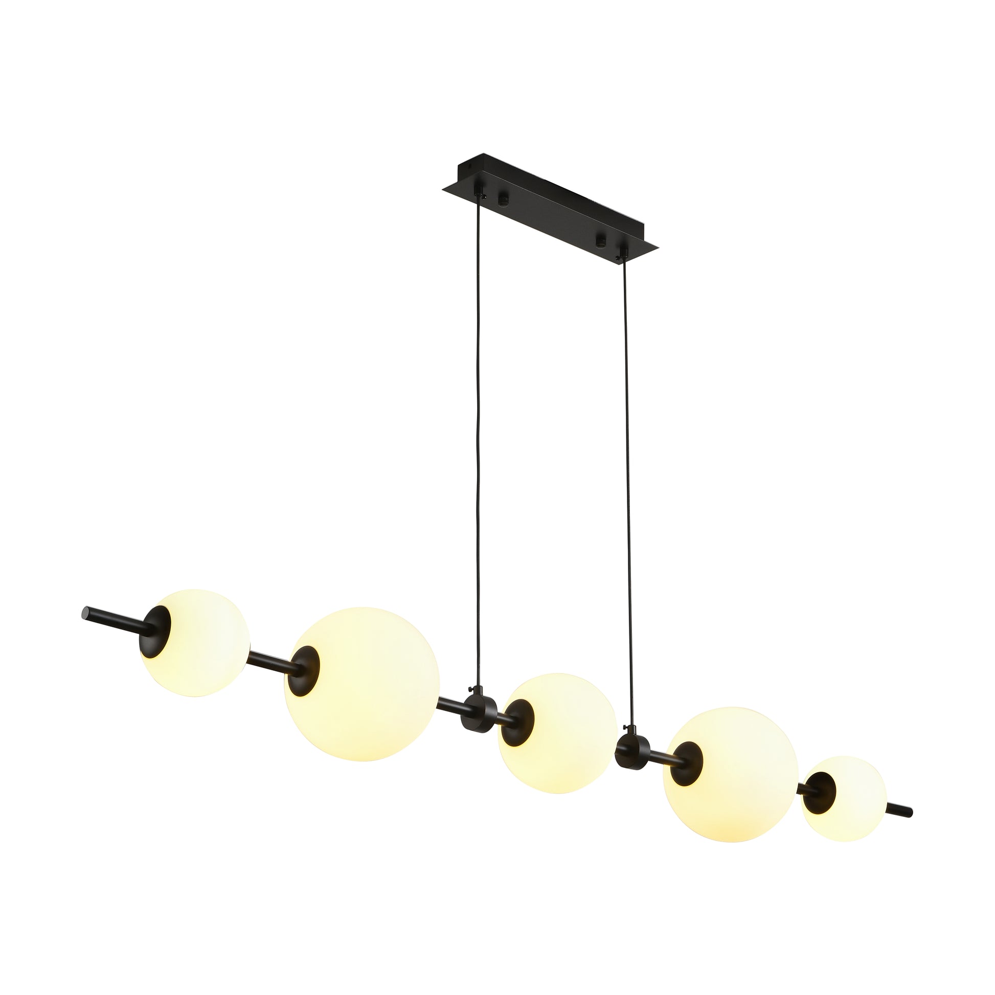 Lampa wisząca MILA 140 cm - LED, czarna z białymi kulami