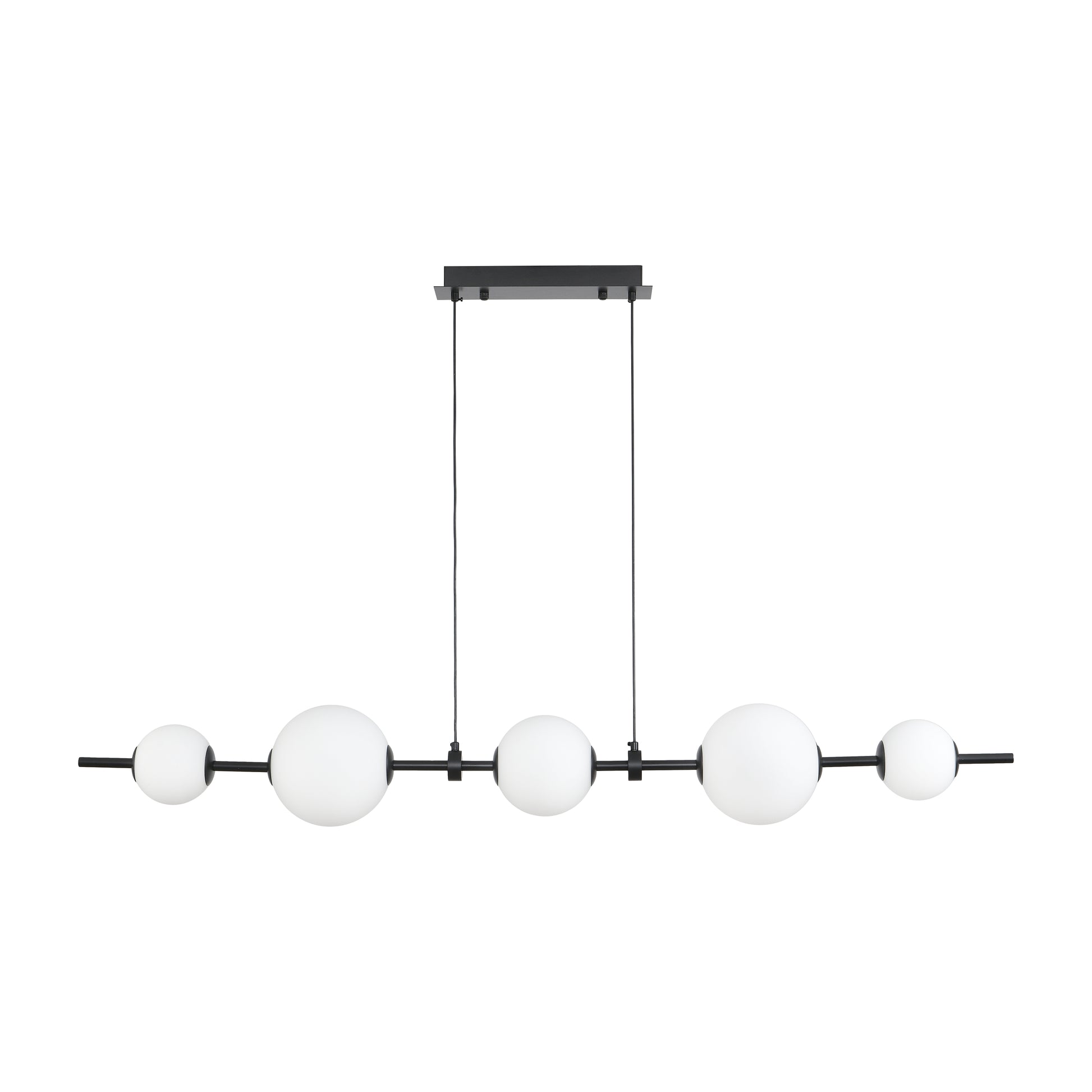 Lampa wisząca MILA 140 cm - LED, czarna z białymi kulami