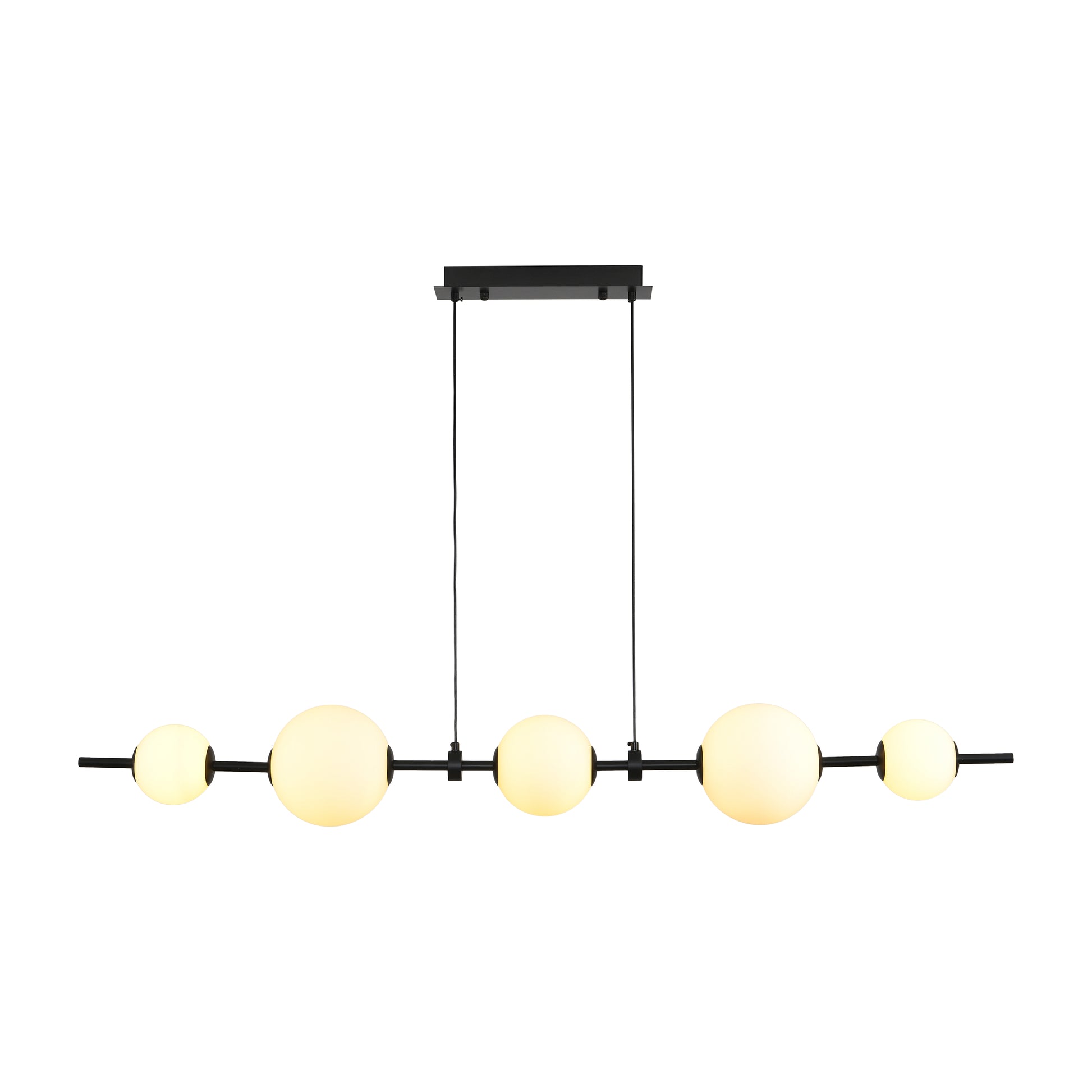 Lampa wisząca MILA 140 cm - LED, czarna z białymi kulami