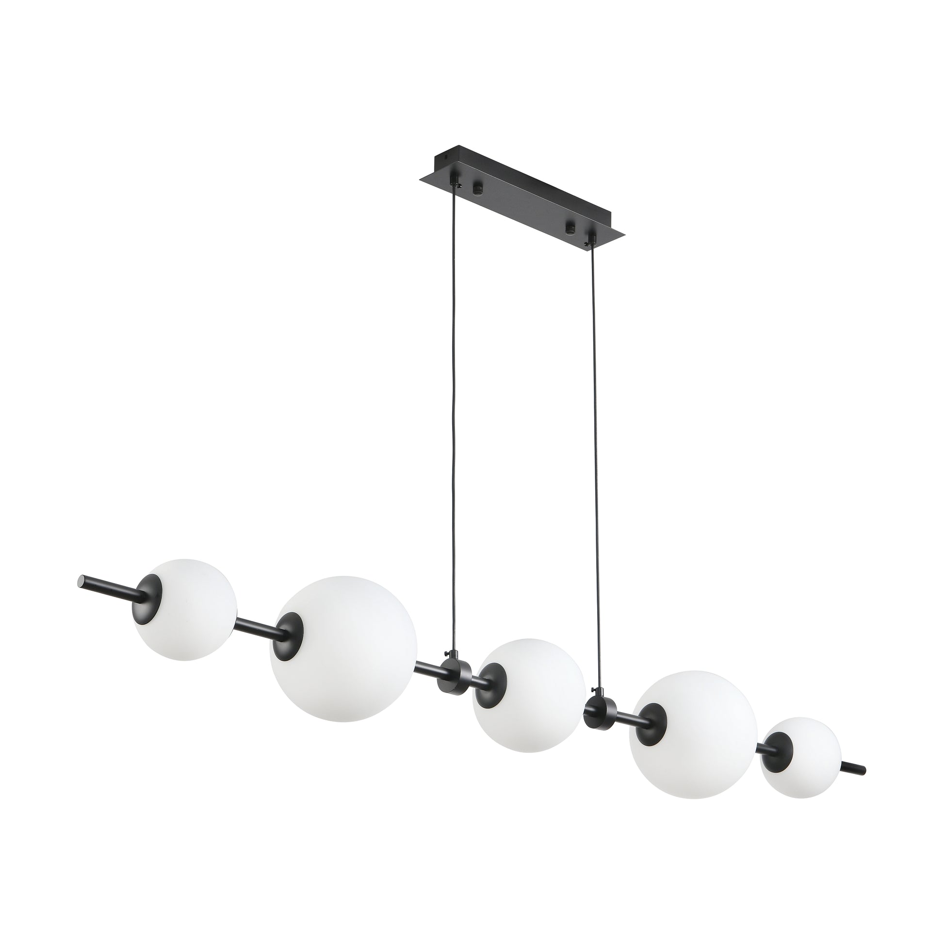 Lampa wisząca MILA 140 cm - LED, czarna z białymi kulami