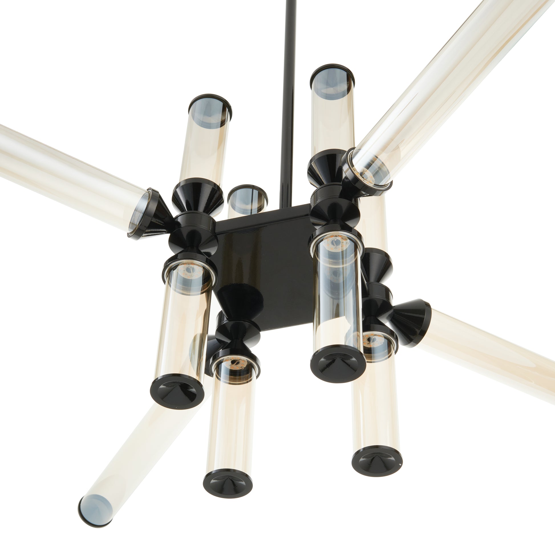 Lampa wisząca QUADRO-12 LED bursztynowe szklane klosze