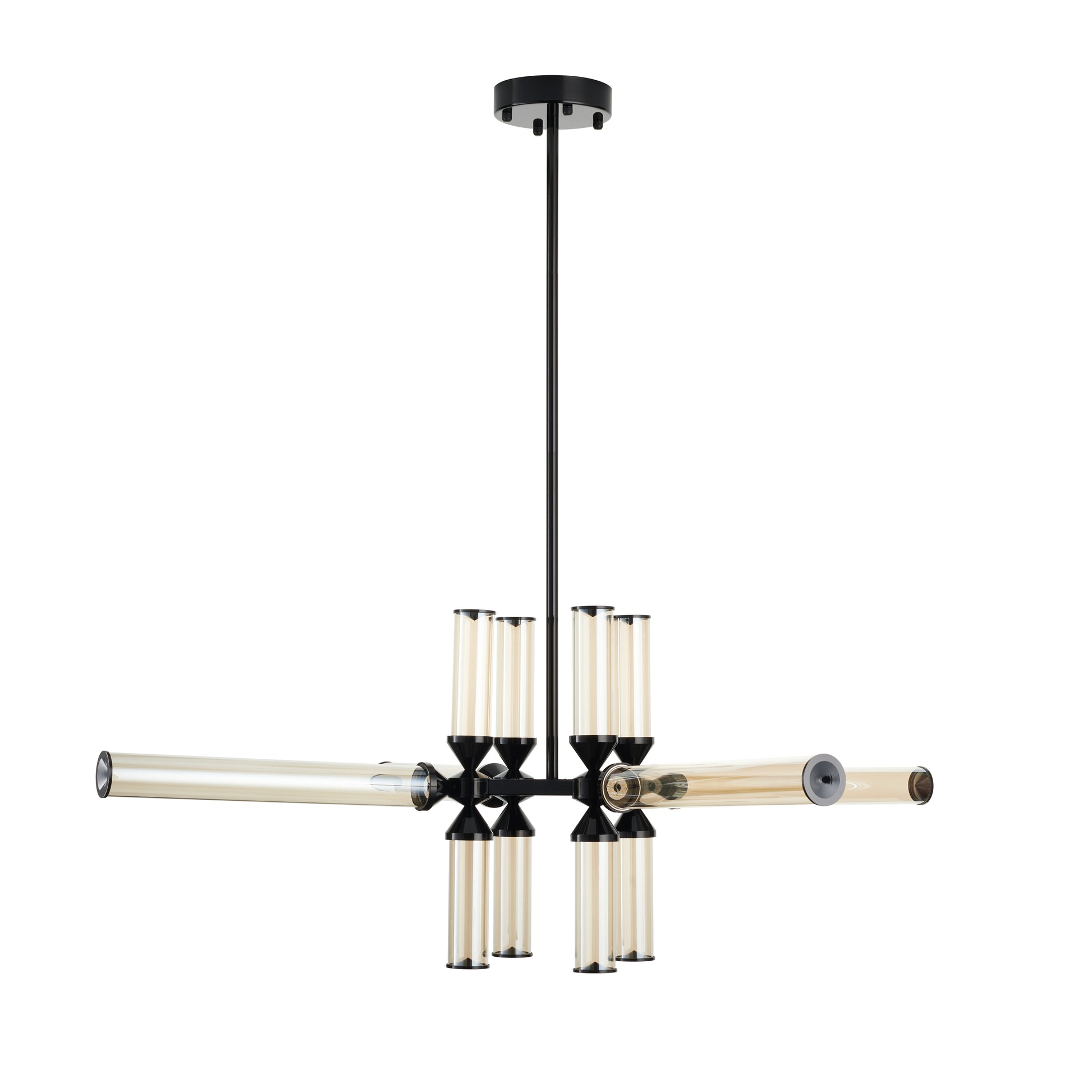 Lampa wisząca QUADRO-12 LED bursztynowe szklane klosze