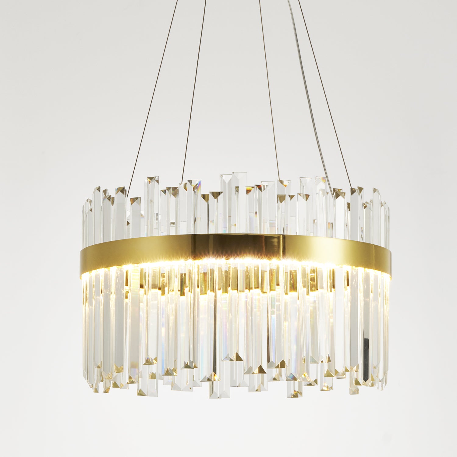 Lampa wisząca ROYAL 50 cm- LED, żyrandol kryształowo- złoty