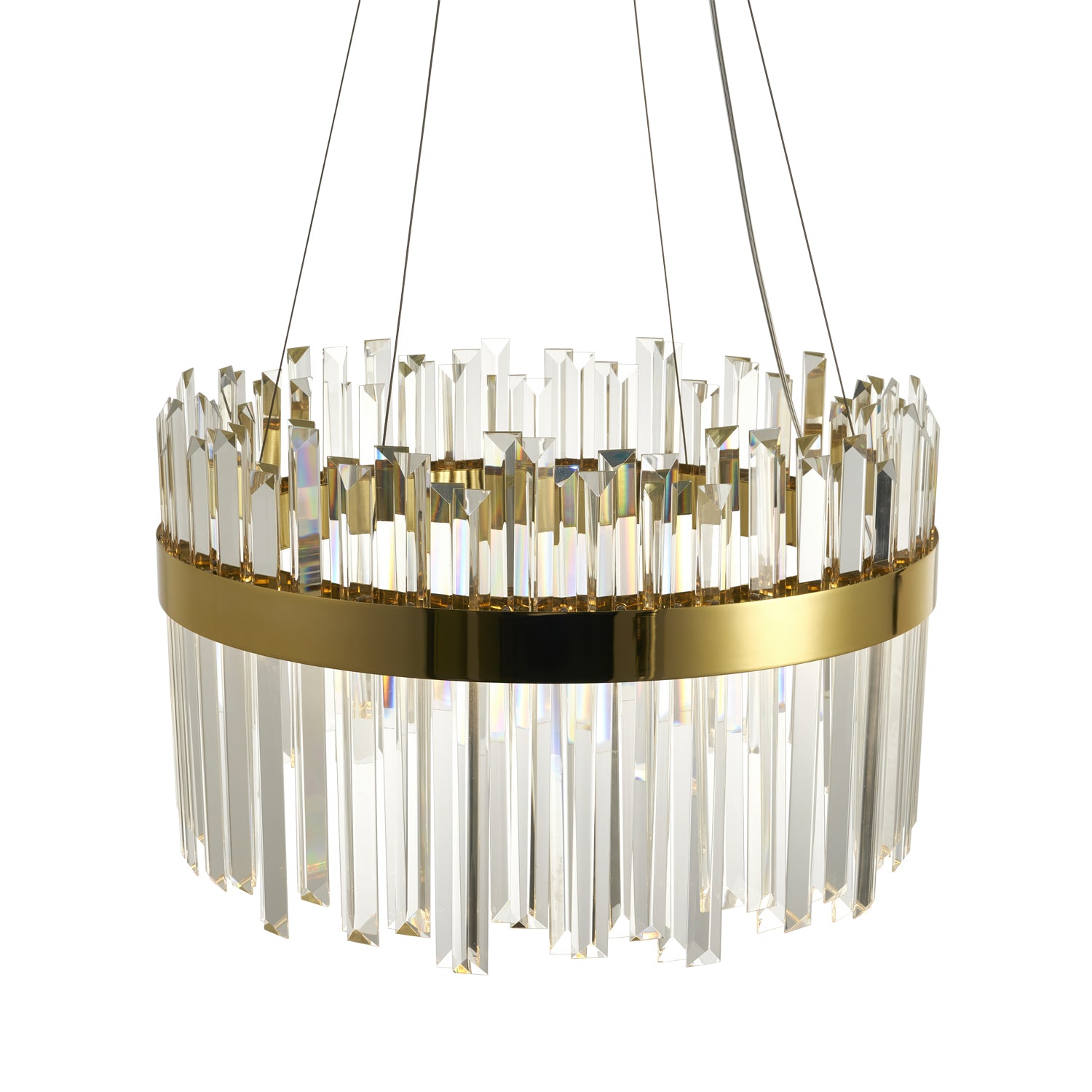 Lampa wisząca ROYAL 50 cm- LED, żyrandol kryształowo- złoty