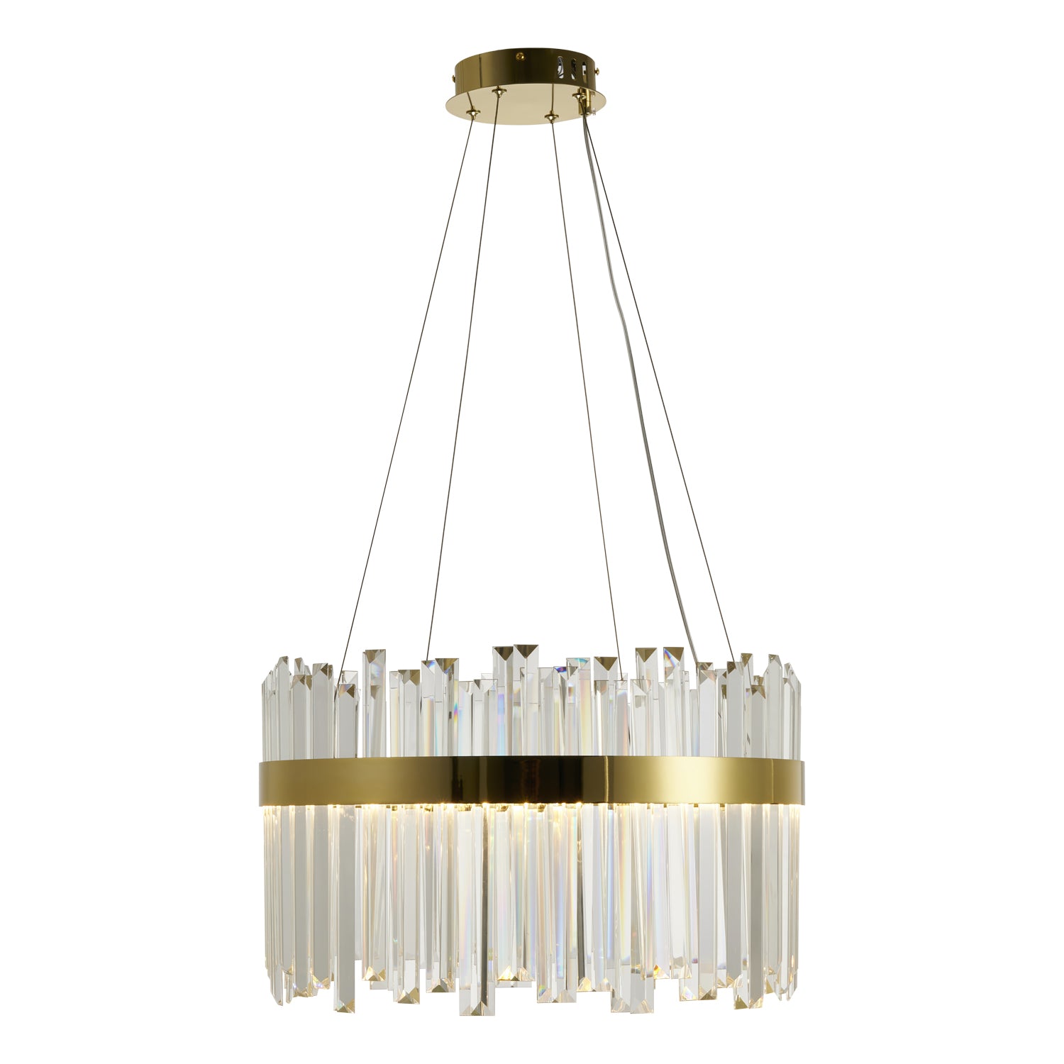 Lampa wisząca ROYAL 50 cm- LED, żyrandol kryształowo- złoty