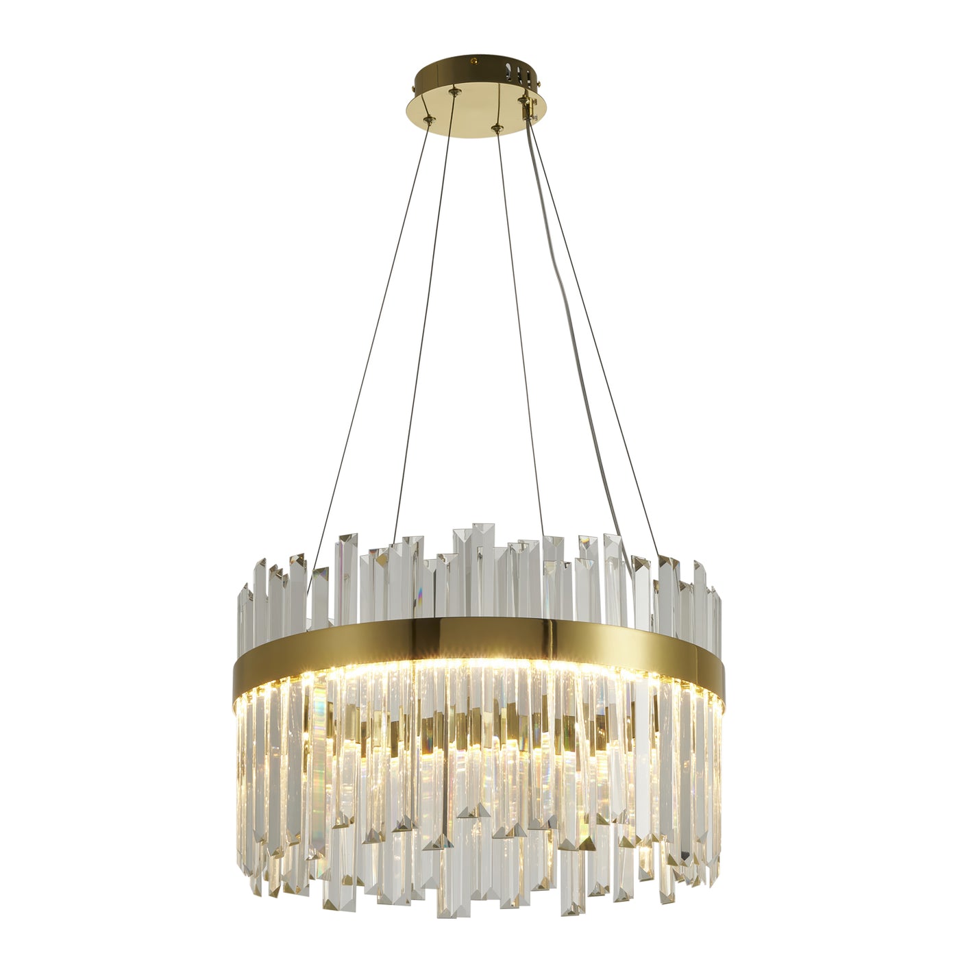 Lampa wisząca ROYAL 50 cm- LED, żyrandol kryształowo- złoty