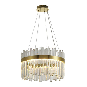 Lampa wisząca ROYAL 50 cm- LED, żyrandol kryształowo- złoty
