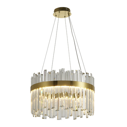 Lampa wisząca ROYAL 50 cm- LED, żyrandol kryształowo- złoty